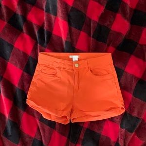 Orange jean shorts